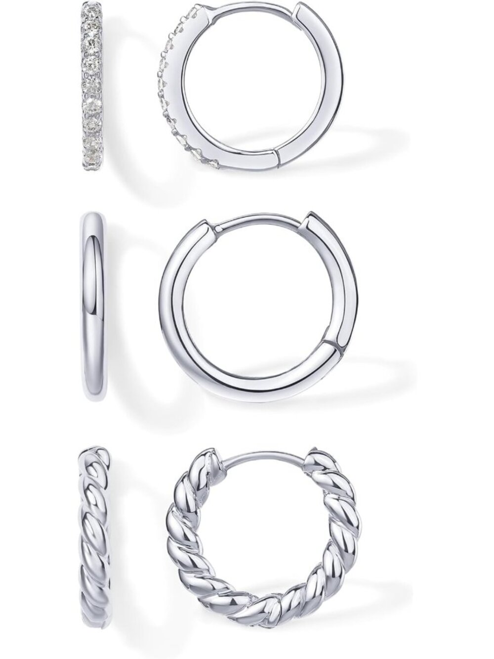 Chic Gold Hoop Earrings Set for Women - 3 Pairs of Small Huggie Earrings